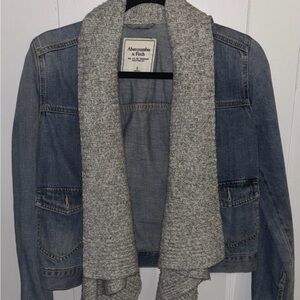 Abercrombie & Fitch Denim Jacket with Gray Knit Accent